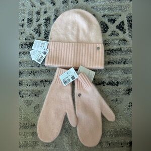 Lululemon NWT Pink Fuzzy Cashmere Beanie and Mittens Set